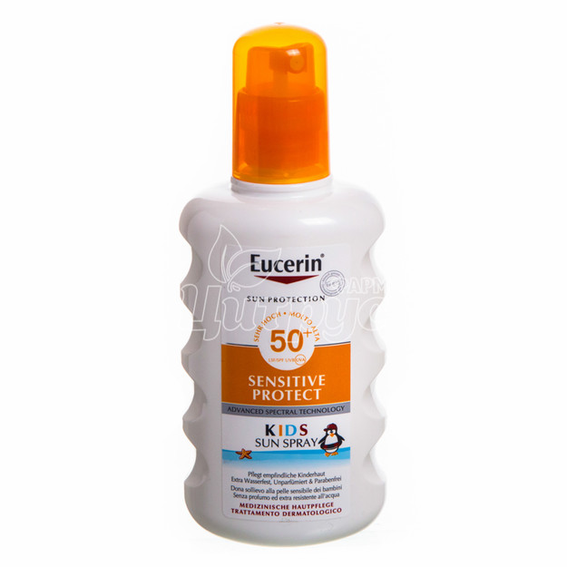 Эуцерин Сенсетив Протект (Eucerin Sensetive Protect) Спрей солнцезащитный для детей SPF 50 200 мл