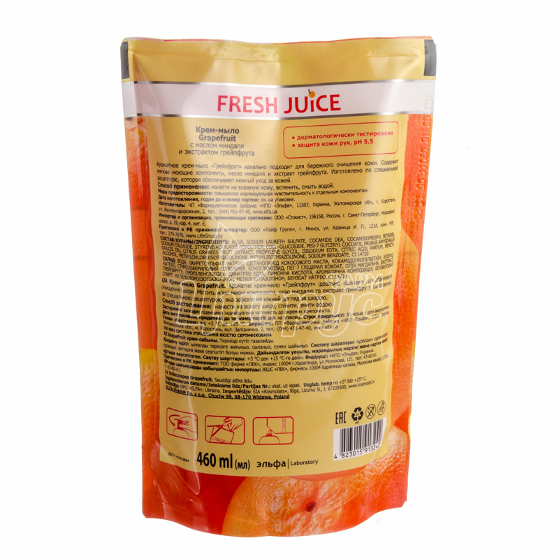 фото 1-2/Крем-мыло жидкое Фреш Джус (Fresh Juice) Грейпфрут (Grapefruit) Дой-пак 460 мл