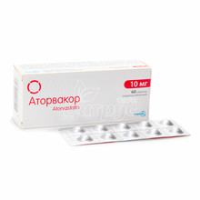 Аторвакор таблетки вкриті оболонкою 10 мг 60 штук