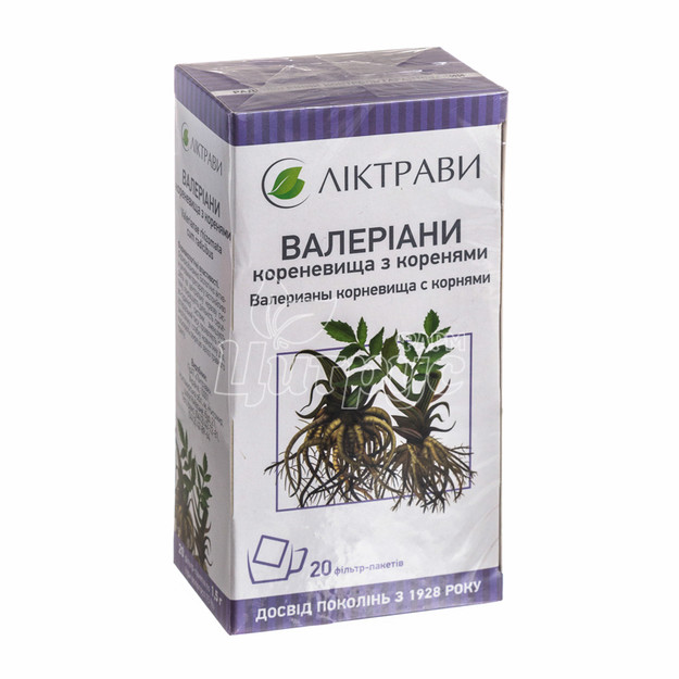Валеріани кореневища з корінням кореневища з корінням 1,5 г фільтр-пакети 20 штук