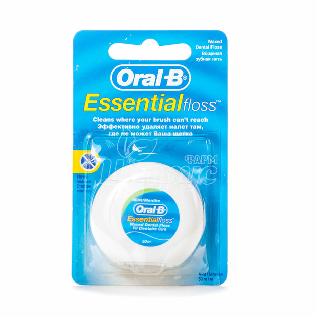 Зубна нитка Орал-Бі (Oral-B) Ессеншел флос (Essential floss) 50 м