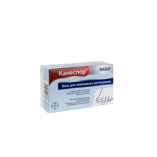 Канеспор набір мазь туба + 15 смужок + скребок 10 г