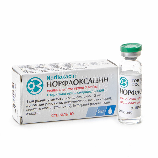 Норфлоксацин краплі очні / вушні 0,3% 5 мл
