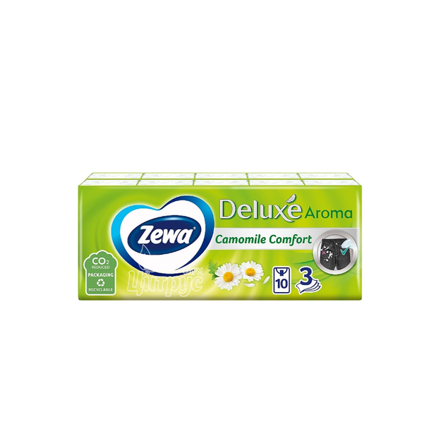 Хусточки носові паперові Зева Делюкс (Zewa Deluxe) Ромашка тришарові 10х10 (100 штук)