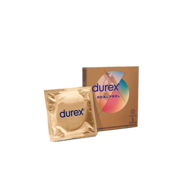 Презервативи Дюрекс (Durex) Ріл Філ (Real Feel) натуральні відчуття 3 штуки