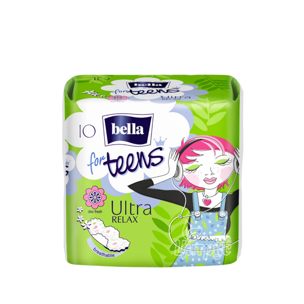 Прокладки гігієнічні жіночі Белла (Bella) Для підлітків Ультра Релакс Екстра Софт Део Грін Ті (For Teens Ultra Relax Extra Soft Deo Green Tea) 10 штук