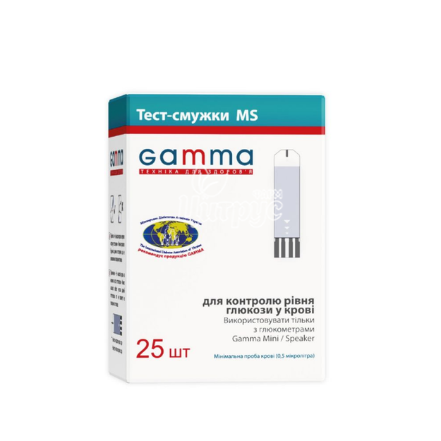 Тест-смужки для глюкометра Гамма (Gamma) Mini MS 25 штук