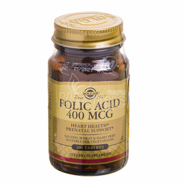 Солгар (Solgar) Фолієва кислота таблетки 100 штук
