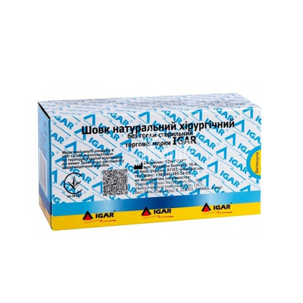 Шовк натуральний хірургічний Ігар (Іgar) без голки розмір 4 стерильний довжина нитки 150 см