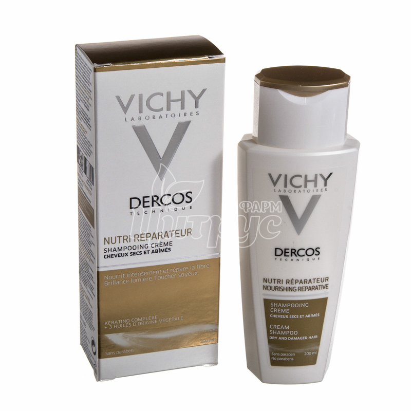 фото 1-1/Віші Деркос (Vichy Dercos) Шампунь-крем поживно-відновлюючий для сухого і пошкодженного волосся 200 мл