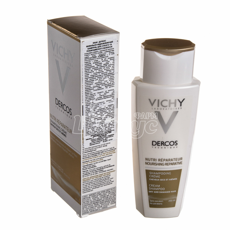 фото 1-2/Віші Деркос (Vichy Dercos) Шампунь-крем поживно-відновлюючий для сухого і пошкодженного волосся 200 мл