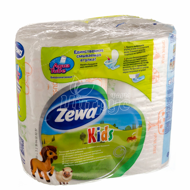 Папір туалетний Зева Кідс (Zewa Kids) Біла 4 штуки