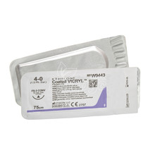 Шовний матеріал Вікрил (Vicril) 4/0 ріжуча голка 16мм 3/8 кола фіолетовий довжина нитки 75 см (W9443)
