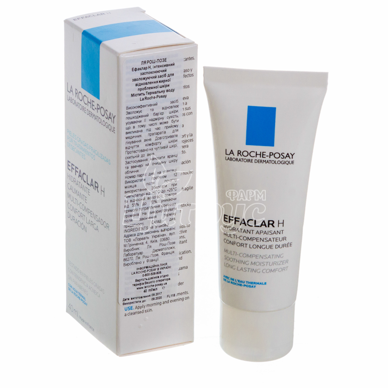 фото 1-2/Ля Рош позе Ефаклар Н (La Roche Posay Effaclar Н) Засіб інтенсивне зволоження для відновлення жирної проблемної шкіри 40 мл