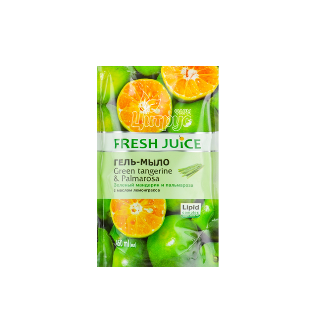 Гель-мило Фреш Джус (Fresh Juice) Зелений мандарин і Пальмароза (Green Tangerine & Palmarosa) Дой-пак 460 мл