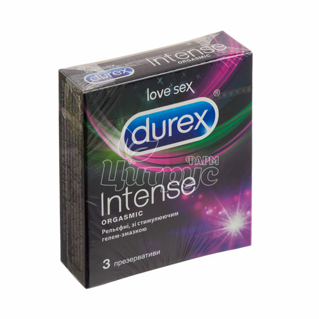 Презервативи Дюрекс (Durex) Інтенс Оргазмік (Intense Orgasmic) рельєфні із стимулюючим мастилом 3 штуки