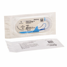 Шовний матеріал Пролен (Prolene) 1 колюча голка Tapercut 40 мм 1/2 кола синій довжина нитки 100см