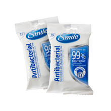Серветки вологі Смайл (Smile) Антибактеріальні (Antibacterial) c D-пантенолом 15 штук