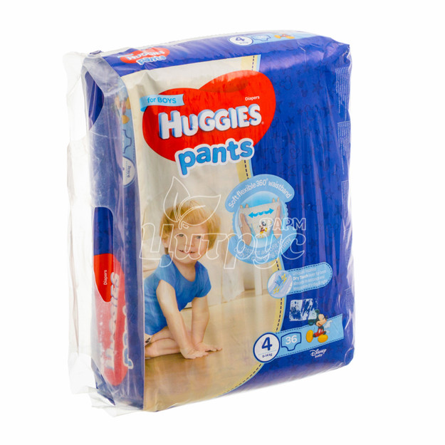 Подгузники-трусики для детей Хаггис (Huggies) Пантс (Pants) 4 (9 - 14 кг) boy 36 штук
