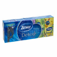 Хусточки носові паперові Зева Делюкс (Zewa Deluxe) Тришарові білі 10х10 (100 штук)