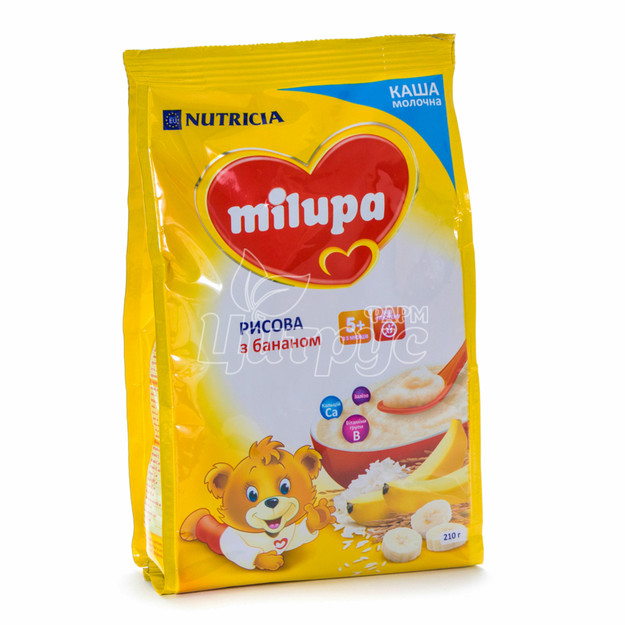 Каша дитяча молочна Мілупа (Milupa) рисова банан з 5 місяців 210 г