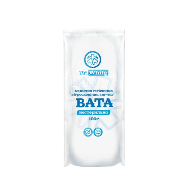 Вата нестерильна Доктор Вайт (Dr.White) зигзаг 100 г