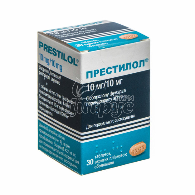 Престілол таблетки вкриті оболонкою 10мг / 10мг 30 штук