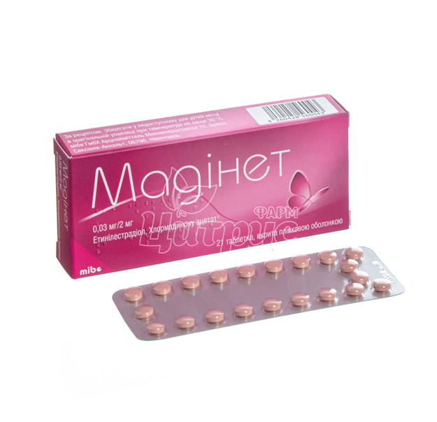 Мадінет таблетки вкриті оболонкою 0,03 мг / 2 мг 21 таблетка