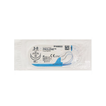 Шовний матеріал Пролен (Prolene) 3/0 колюча голка 26 мм 1/2 кола синій довжина нитки 90 см 2 штуки (W8522)