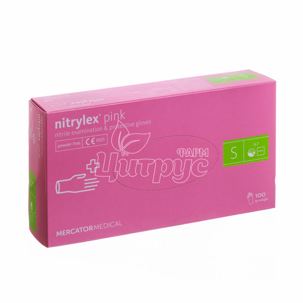 Рукавички оглядові нітрилові Нітрілекс (Nitrylex) Пінк (Pink) нестерильні неприпудренні розмір S рожеві