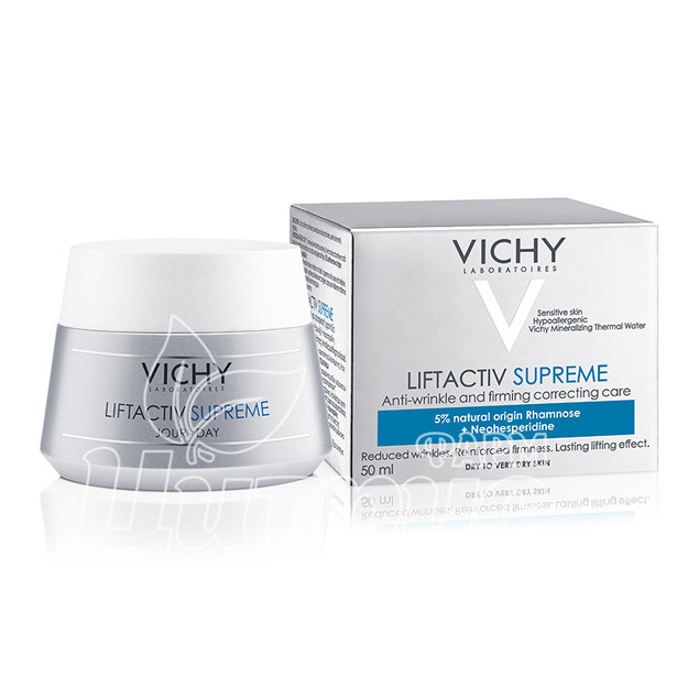 Віши Ліфтактив Сюпрем (Vichy Liftactiv Supreme) Засіб тривалої дії корекція зморшок і пружність для сухої шкіри обличчя 50 мл