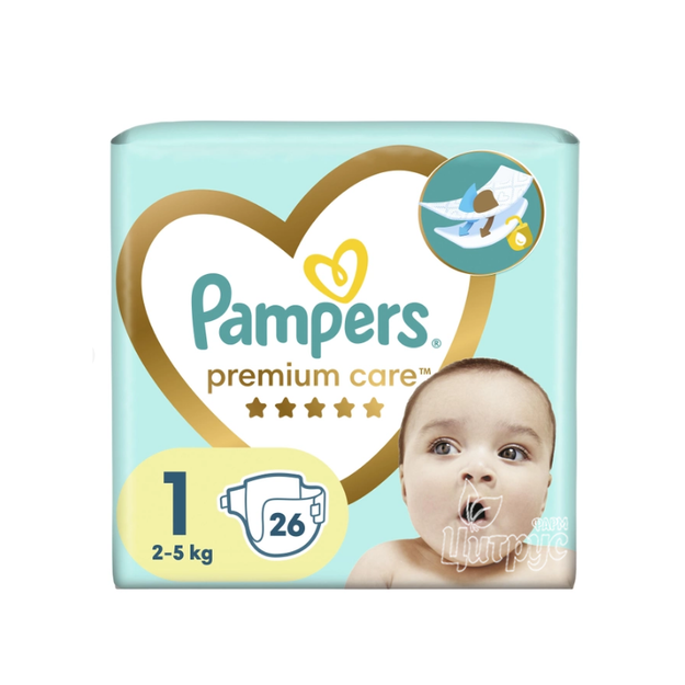 Підгузки для дітей Памперс (Pampers) Преміум Кер (Premium Care) 1 (2 - 5 кг) newborn 26 штук