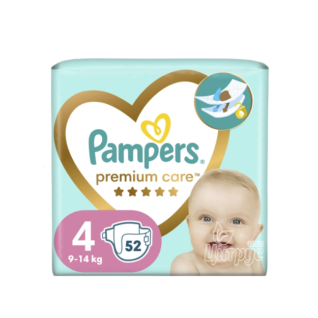 Підгузки для дітей Памперс (Pampers) Преміум Кер (Premium Care) 4 (7 - 14 кг) maxi 52 штуки