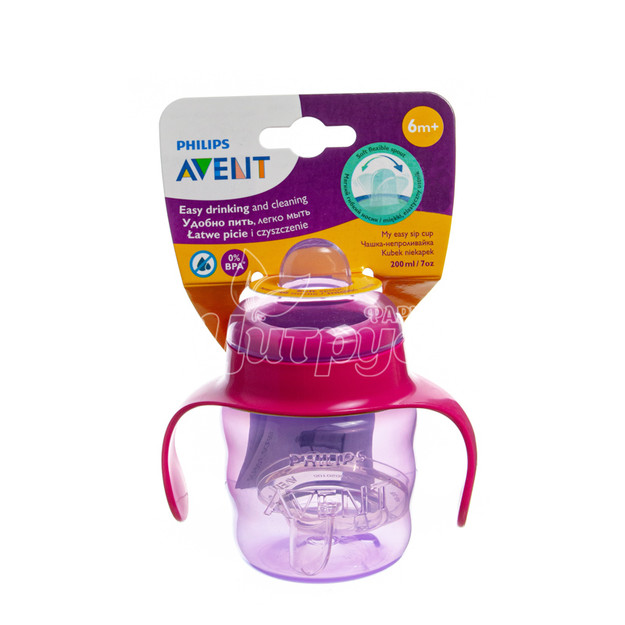 Чашка-непроливайка Філіпс Авент (Philips Avent) Easy Sip з м*яким носиком рожевого кольору для дівчаток з 6 + місяців 200 мл
