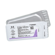 Шовний матеріал Вікрил (Vicril) 5/0 М1 колюча голка 17 мм 1/2 кола фіолетовий довжина нитки 75 см 1 штука (W9105)