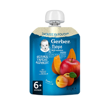 Пюре дитяче Гербер (Gerber) фруктово-овочеве яблуко гарбуз і абрикос з 6 місяців 90 г
