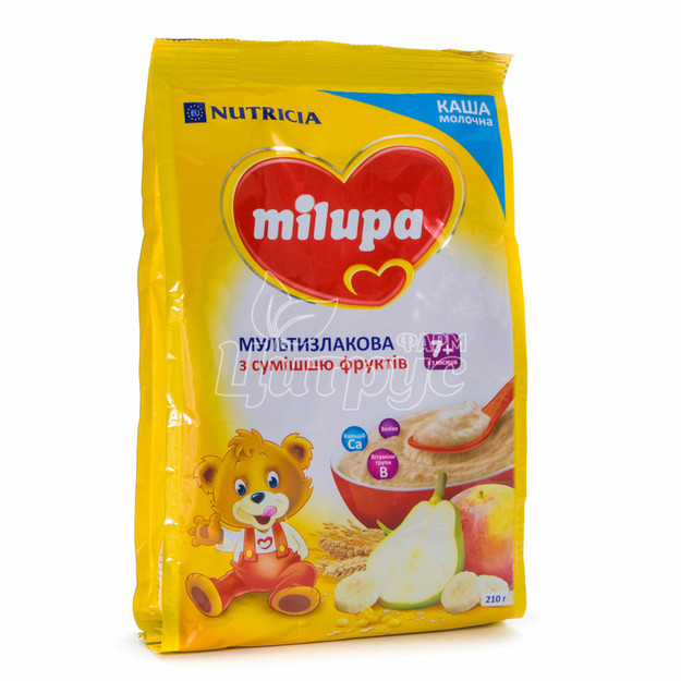 Каша дитяча молочна Мілупа (Milupa) мультизлакова фрукти з 7 місяців 210 г