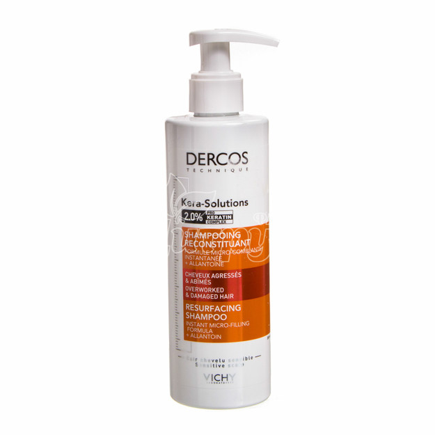 Віши Деркос Кера-солюшн (Vichy Dercos Kera-Solutions) Шампунь з комплексом Про-кератин для реконструкції поверхні пошкодженого і ослабленого волосся 250