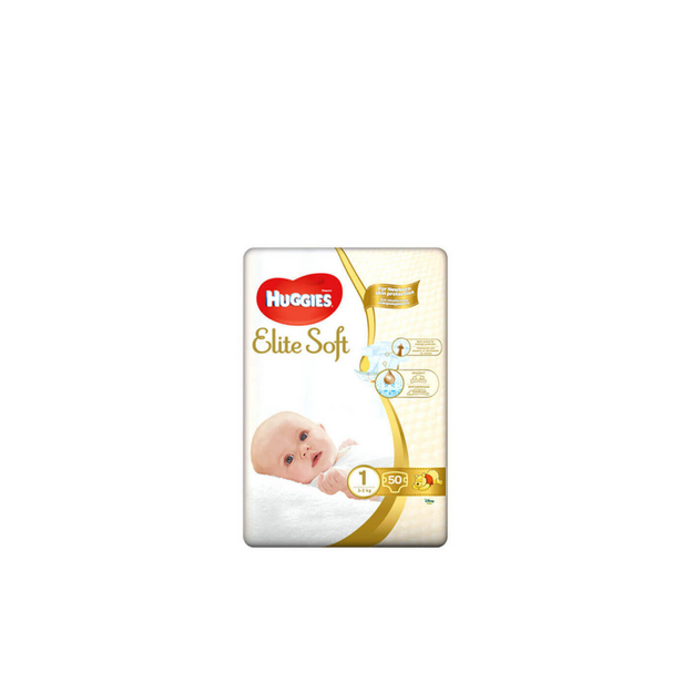 Підгузки для дітей Хаггіс (Huggies) Еліт Софт (Elite Soft) Ньюборн (Newborn) 1 (3 - 5 кг) 50 штук