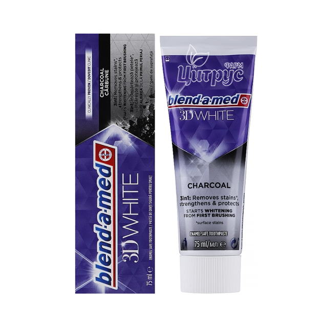 Зубна паста Блендамед (Blend-A-Med) 3D White Відбілювання і глибока чистка з деревним вугіллям 100 мл