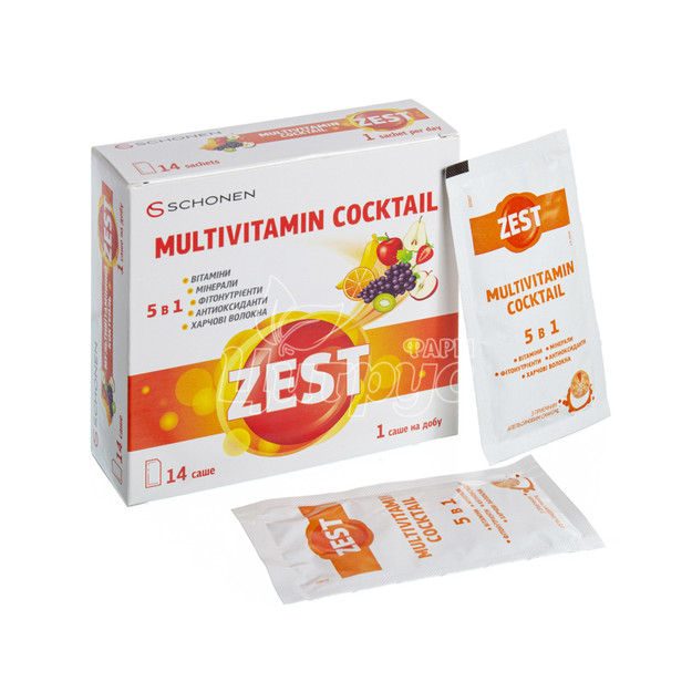 Зест (Zest) Мультивітамінний Коктейль (Multivitamin Coctail) саше 14 штук