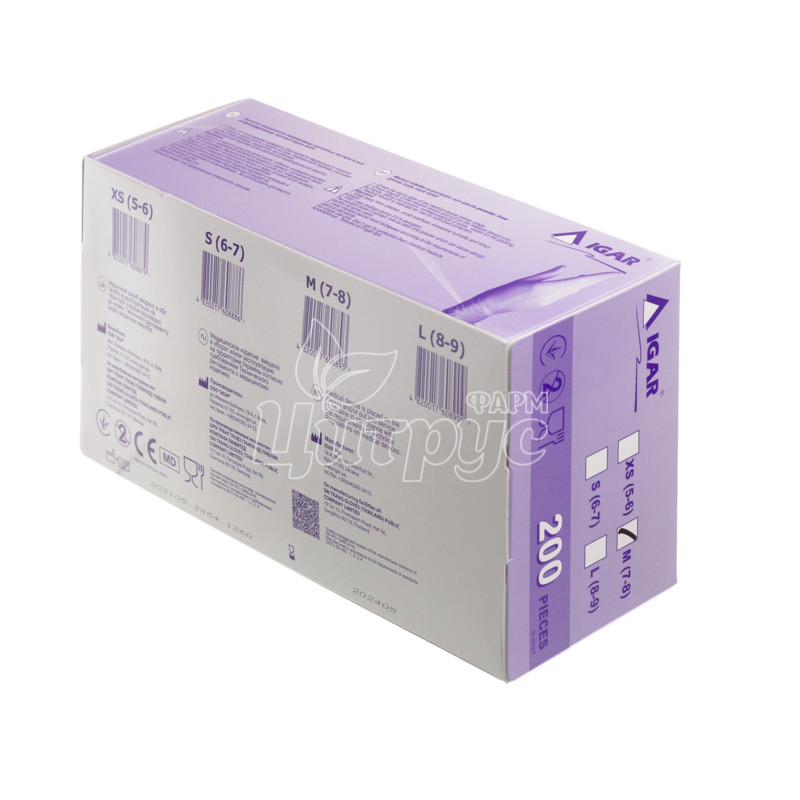 фото 1-2/Рукавички оглядові нітрилові Ігар (Igar) нестерильні неприпудренні розмір М (7-8) пара блакитні