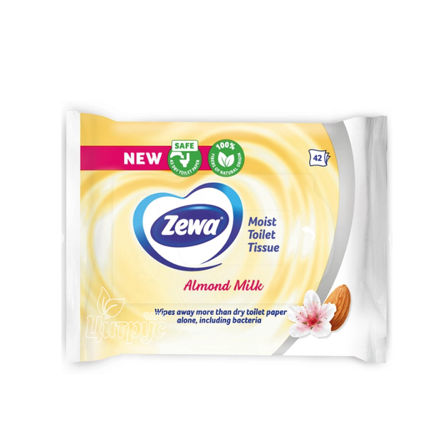 Папір туалетний вологий Зева (Zewa) Алмонд мілк (Almond milk) 42 штуки