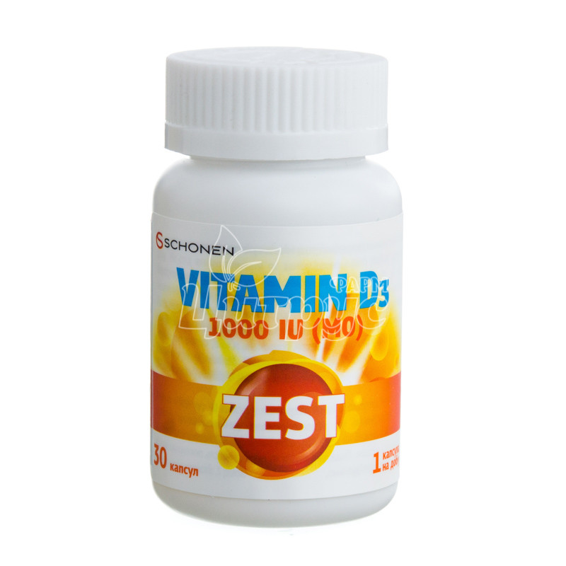 фото 1-1/Зест (Zest)  Витамин D3 1000 МЕ (Vitamin D3) капсулы 30 штук