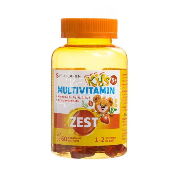 Зест (Zest) Кидс Мультивитамин (Kids Multivitamin) жевательные пастилки 60 штук
