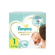 Підгузки Памперс Преміум Кері (Pampers Premium Care) 1 для немовлят (newborn) (2-5кг) 78 штук
