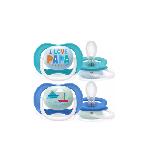 Соска-пустушка Філіпс Авент  ультра  ейр  ай лав (Philips Avent Utra air I love ) силіконова ортопедична для хлопчиків 6-18 місяців 2 штуки SCF080/03