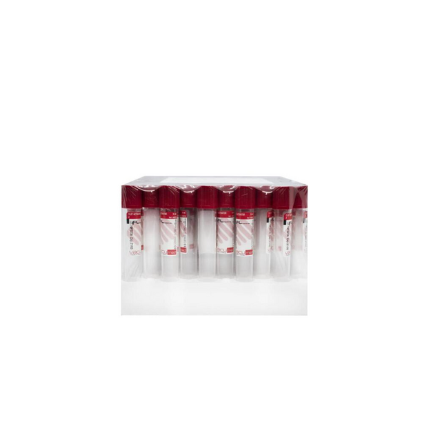 Пробірка вакуумна для забору крові Вакумед (Vacumed) активне згортання 16х100мм з червоною кришкою стерильні 100 штук