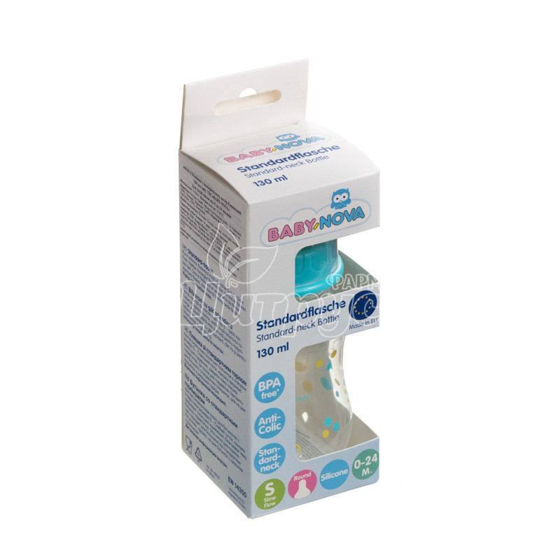 фото 1-1/Бутылочка Беби-Нова (Baby-Nova)  полиэтиленовая  одноцветная 130 мл голубая 45010-2