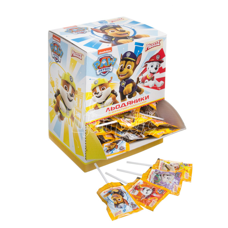 фото 1-3/Витамин Плюш (Plusssz) Щенячий патруль Мультивитамин с фруктами леденцы по 8 г 100 штук